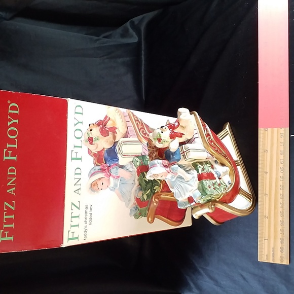 FITZ AND FLOYD NEW Vintage LIDDED BOX TEDDY'S CHRISTMAS - Picture 8 of 8